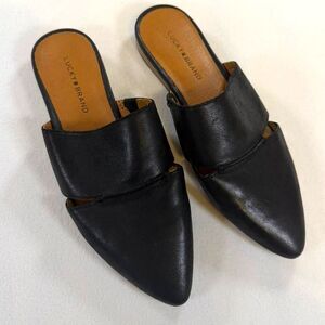 Lucky Brand Women's Black Leather Pointed Toe Mules Size 6 Preppy Classy CBK